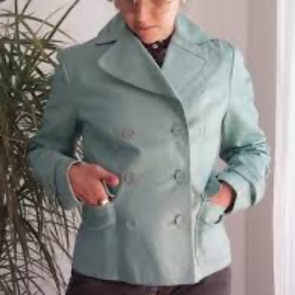 Wool Cashmere Blend Business Casual Pale Nlue Jacket - Picture 1 of 6